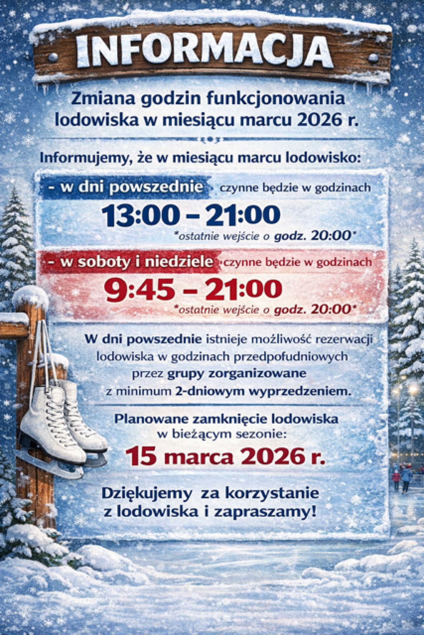 informacja CSZ lodowisko 2026