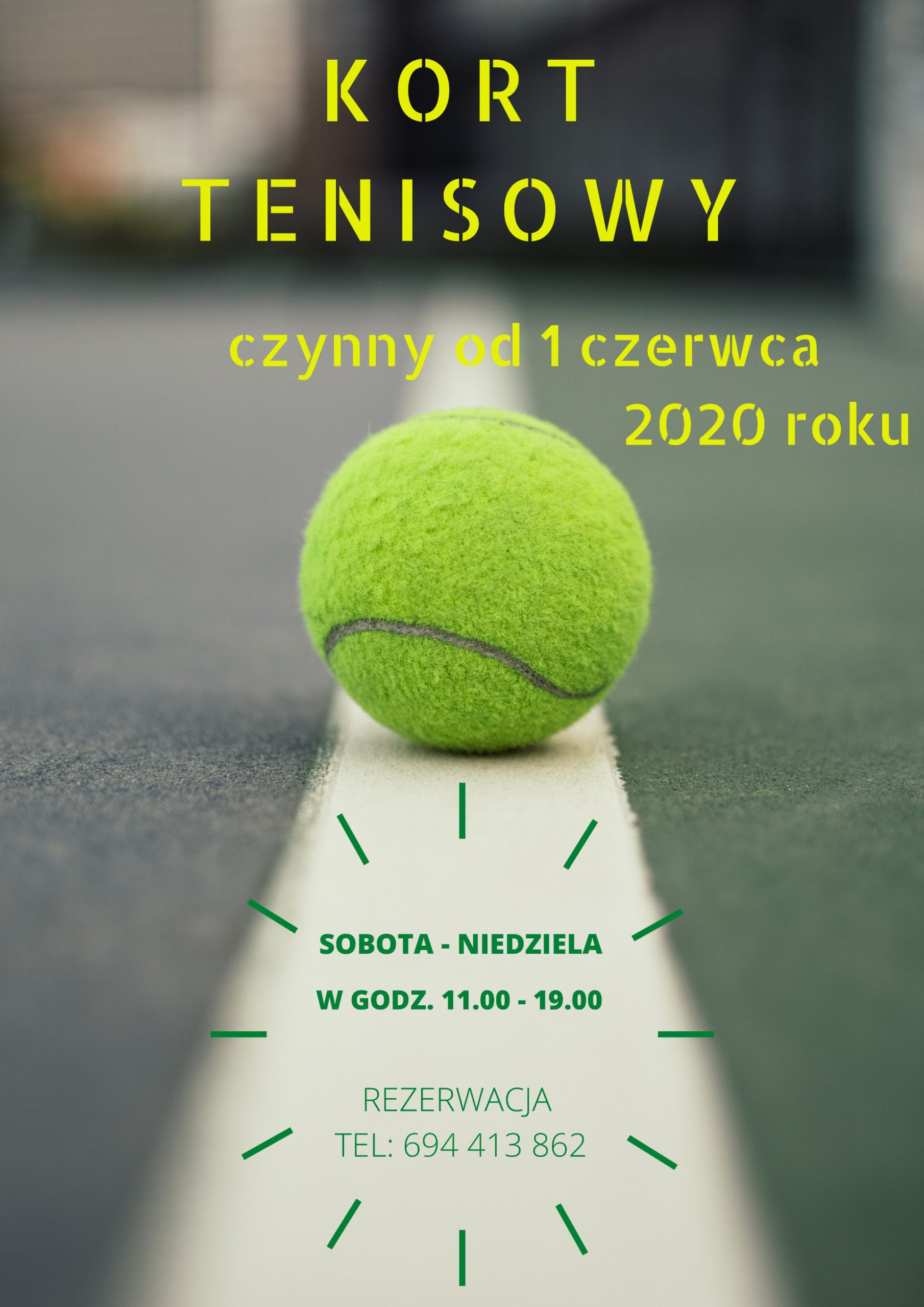 Od 1 czerwca 2020 roku rusza kort tenisowy w Białej Niżnej.